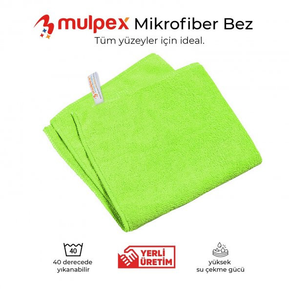 Mulpex Mikrofiber Genel Temizlik Bezi Yeşil 40X40 cm. - 10 Adet - 3