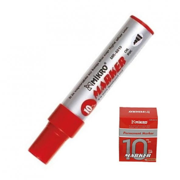 Permanent Markör Marker Kesik Uçlu Koli Kalemi Kırmızı 10 mm Mr-6010 1 Adet