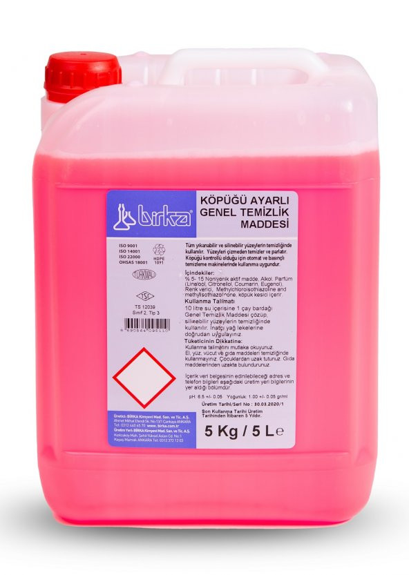 Birka Köpüğü Ayarlı Genel Temizlik Maddesi, 4 Adet x 5 Lt. (Yer Yıkama Makineleri İçin) - 2