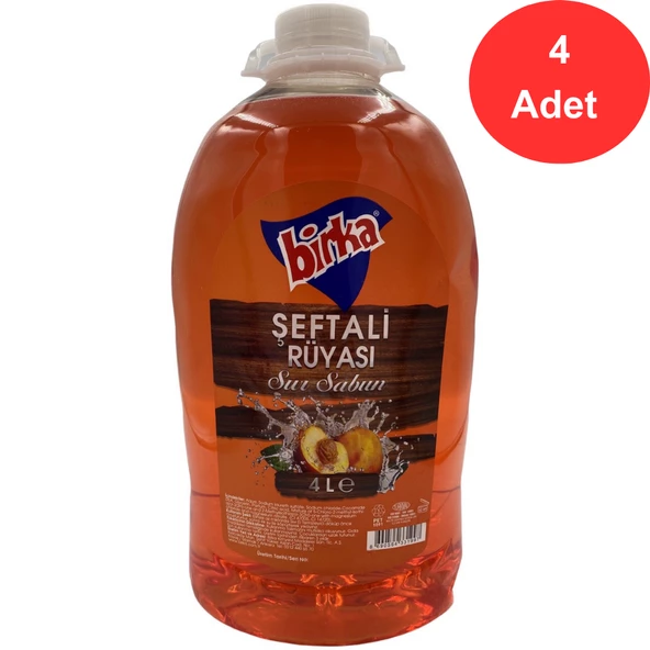 Birka Sıvı El Sabunu, 4 Adet x 4000 ml., Şeftali Kokulu