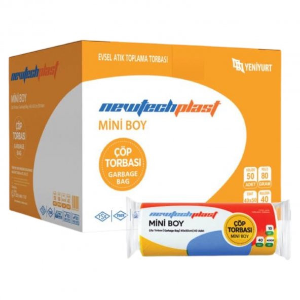 Newtechplast Çöp Torbası, Mini Boy, Beyaz, 40 X 50 cm., 50 Rulo 2000 Adet