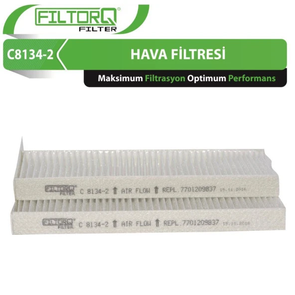 C8134-2 Renault Kango 2  2008-2020 Filtorq Polen Filtresi ürün görseli