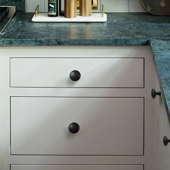 Big Düğme Kulp Mobilya Mutfak Çekmece Dolap Dolabı Kapak Kulpu Kulpları Kulbu Metal Mat Siyah - Resim 5