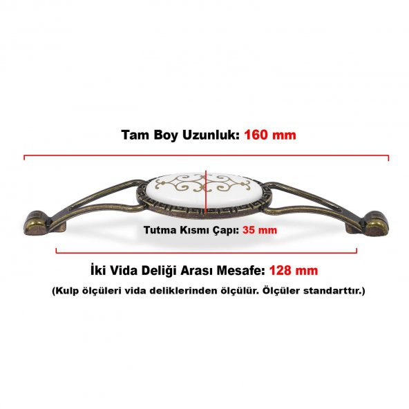 Çekmece Dolap Kapak Kulpu Kulbu Antik Metal Kulp 128 mm (4 ADET) - 4