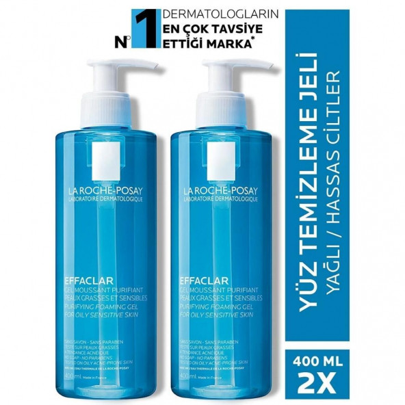 La Roche-Posay Effaclar Jel 400 Ml Yağlı/akneye Eğilim Gösteren Ciltlere Temizleme Jeli X 2 Avantaj Paket