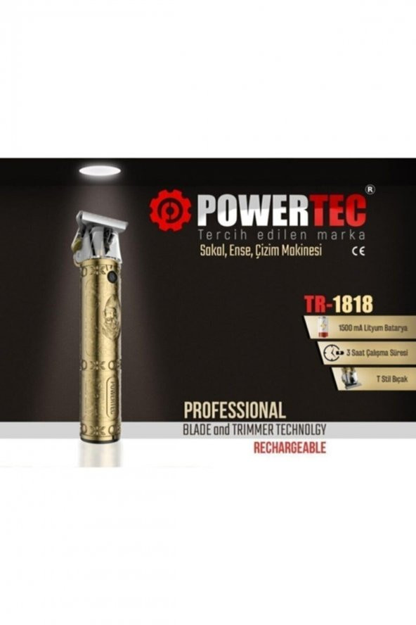 Powertec Tr-1818 T-bıçak Ense Sakal Çizim Tıraş Makinesi - 3