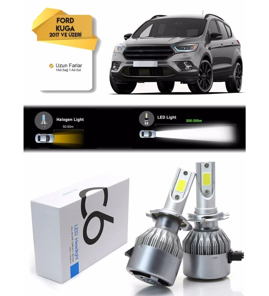Ford Kuga Uzun Far Led Xenon Şimşek Etkili 2017 ve Üzeri