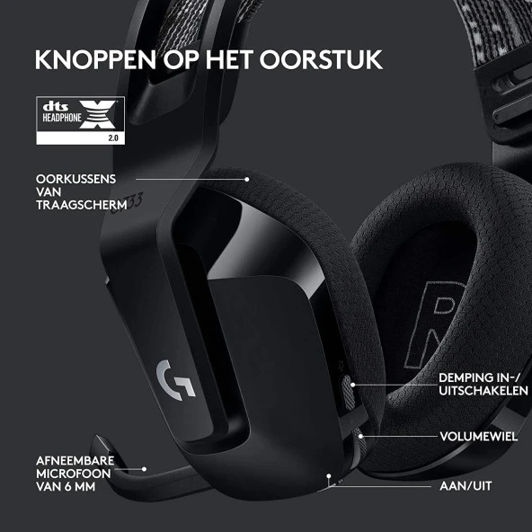 Logitech G733 Lightspeed RGB Kablosuz 7.1 Surround Ses Oyuncu Kulaklığı - Siyah - 4