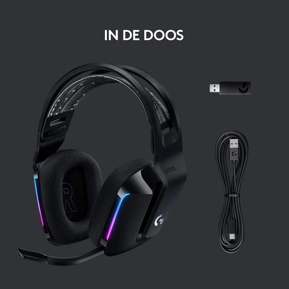 Logitech G733 Lightspeed RGB Kablosuz 7.1 Surround Ses Oyuncu Kulaklığı - Siyah - 5