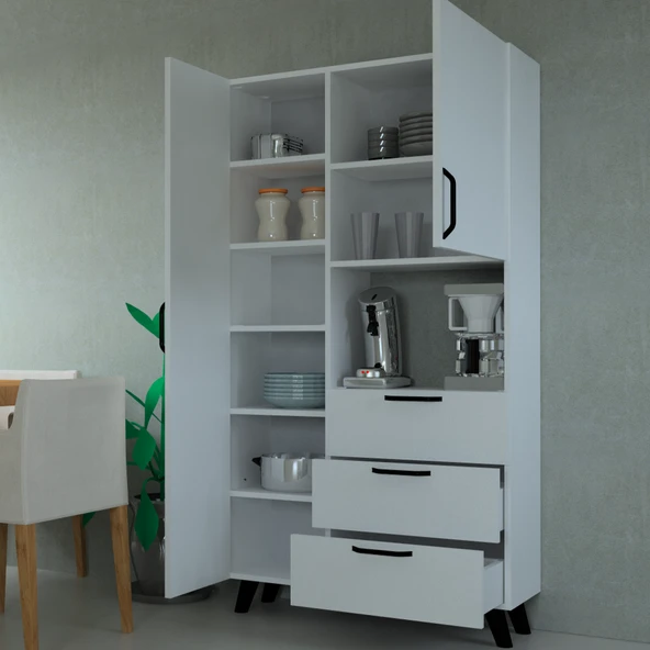 Mobilique Çok Amaçlı Mutfak Mikrodalga Fırın Dolabı Beyaz