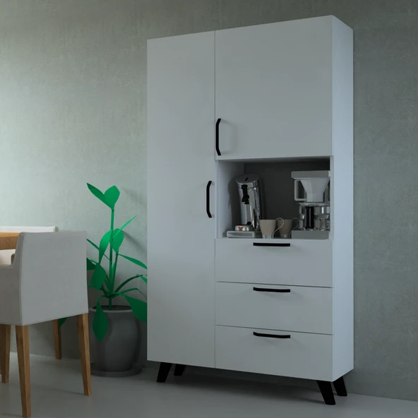 Mobilique Çok Amaçlı Mutfak Mikrodalga Fırın Dolabı Beyaz - 4