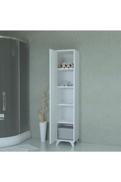 Mobilique Çok Amaçlı Beyaz Banyo Boy Dolabı - 2