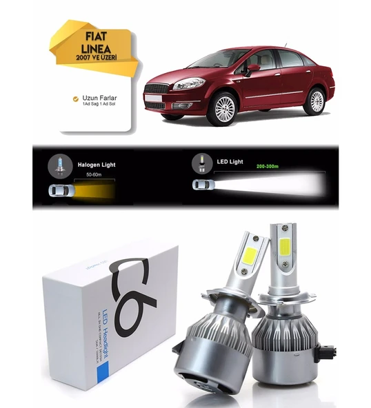 Fiat Linea Uzun Far Led Xenon Şimşek Etkili 2007 ve Üzeri