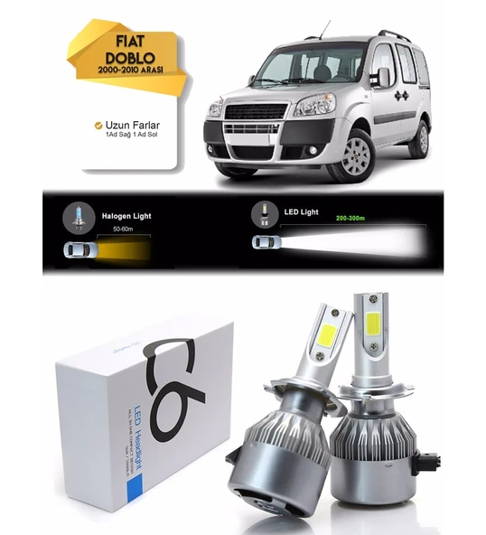 Fiat Doblo Uzun Far Led Xenon Şimşek Etkili 2000-2010 Arası