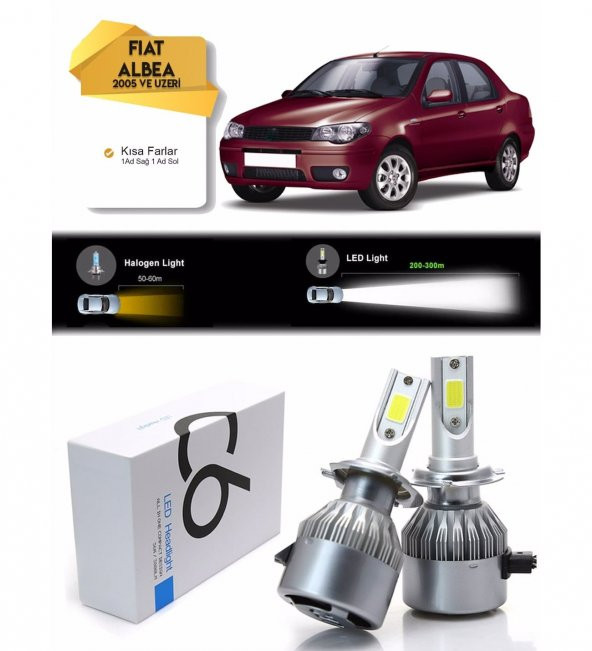 Fiat Albea Kısa Far Led Xenon Şimşek Etkili 2005 ve Üzeri