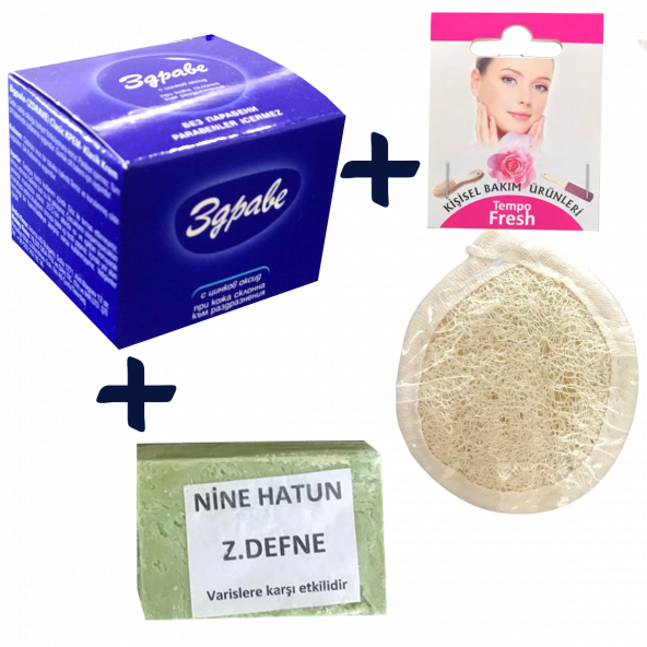 ZDRAVE KREM 30 GR. + ZEYTİNYAĞLI DEFNE SABUN + LOOFAH YÜZ LİFİ