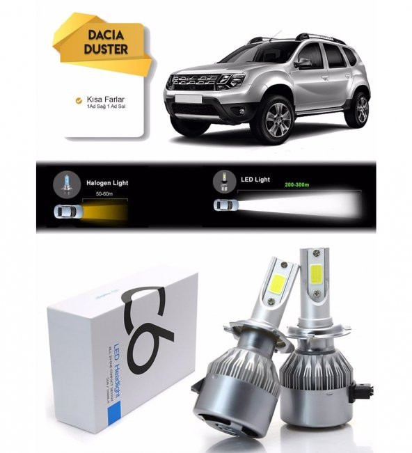Dacia Duster Kısa Far Led Xenon Şimşek Etkili 2010-2018 Arası