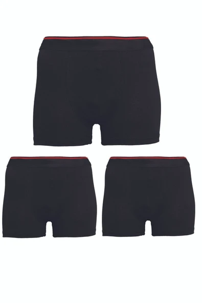 Erkek Siyah Likralı Boxer 3'lü Paket - 3