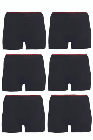 Erkek Siyah Likralı Boxer 6'lı Paket - 3