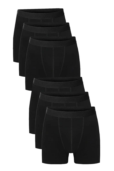 Erkek Siyah Likralı Boxer 6'lı Paket