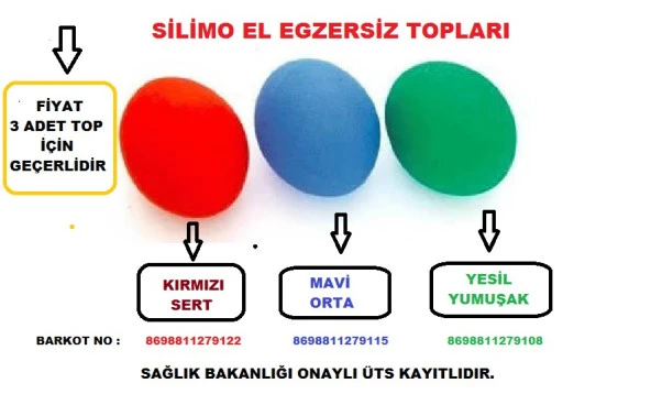 3 Lü Set El Bilek Parmak Güçlendirme Egzersiz Topu - Silikon Stres Topu Parmak Güçlendirme Topu