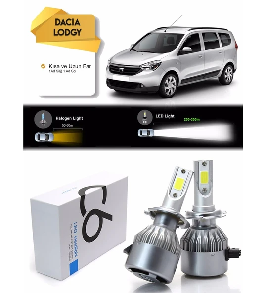 Dacia Lodgy Uzun Far Kısa Far Şimşek Etkili Led Xenon