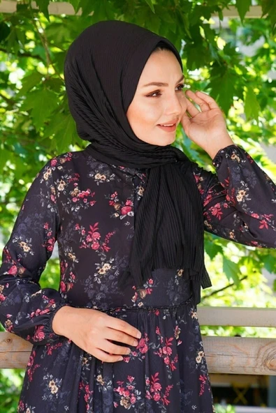 Piliseli Hazır Pratik Şal Siyah