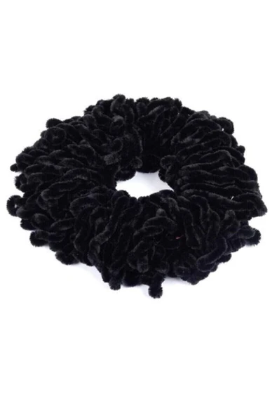 Kadın Siyah Kadife Burgu Makarna Topuz Tokası