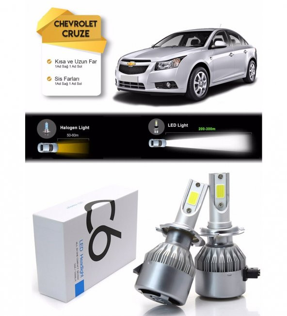 Chevrolet Cruze Uzun Far Kısa Far Sis Farı Şimşek Etkili Led Xenon