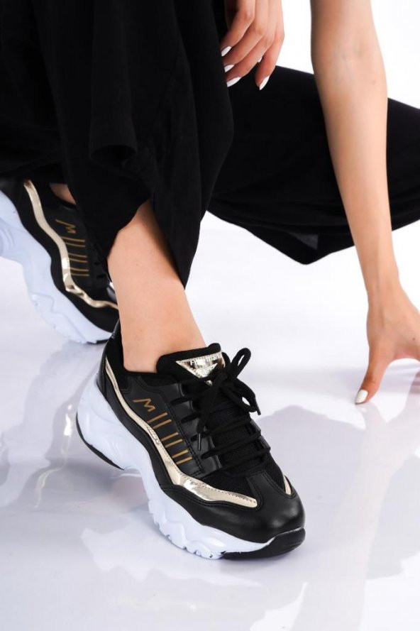 Bayan Siyah Sneaker  Günlük Yürüyüş Ayakkabısı 6710