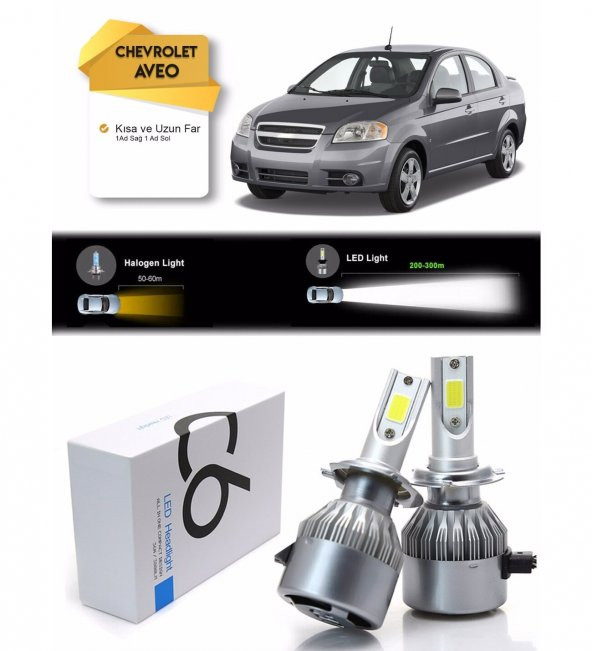 Chevrolet Aveo Uzun Far Kısa Far Şimşek Etkili Led Xenon
