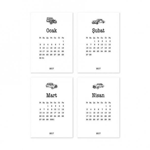 12 li Aylar Araba Takvim Defter - 3