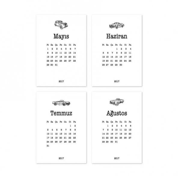 12 li Aylar Araba Takvim Defter - 4