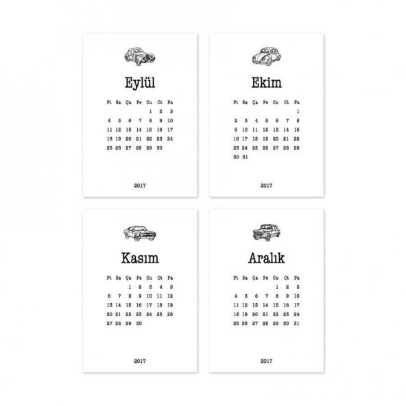 12 li Aylar Araba Takvim Defter - 5