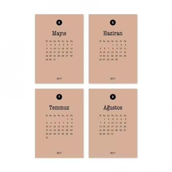 12 li Aylar Takvim Kraft Defter - 4
