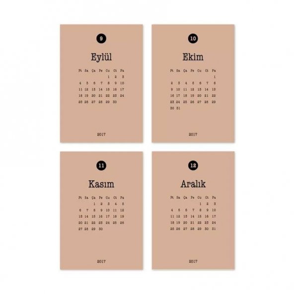 12 li Aylar Takvim Kraft Defter - 5