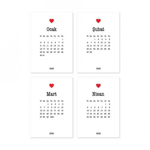 12 li Aylar Aşk Takvim Defter - 2