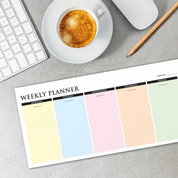 Renkli Haftalık Planlama Defteri Colourful Weekly Planner ürün görseli 1