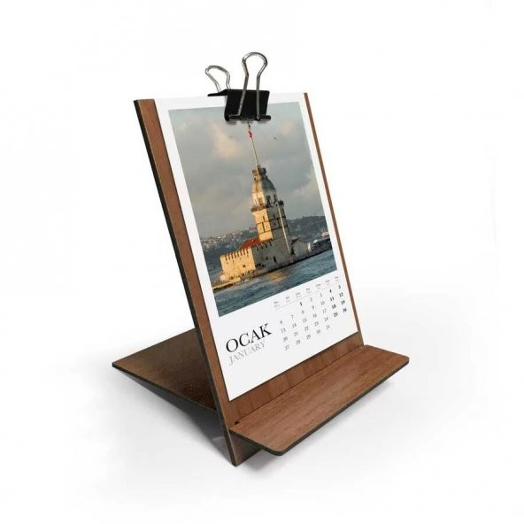 Ahşap Tabanlı İstanbul Masa Takvimi