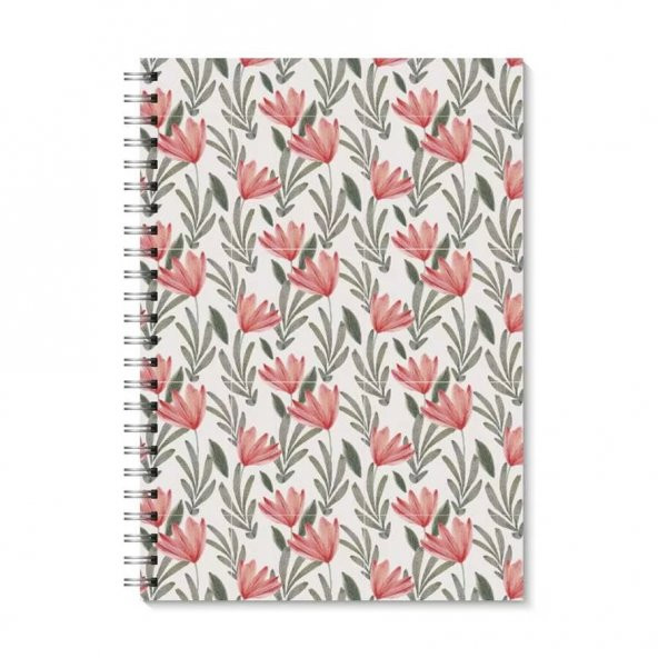 Üçlü Kırmızı Çiçekli A5 Spiralli Defter - 3