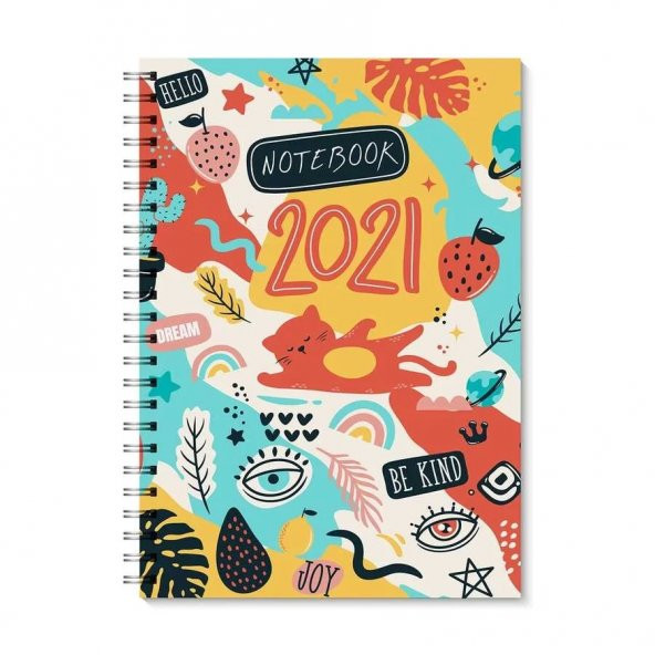 İkili Eğlenceli Desenli A5 Spiralli Defter Notebook - 2