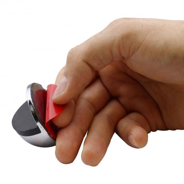 İnox Yarımay Kapı Stoperi Tamponu Yapışkanlı Metal Kapı Stopu - 4