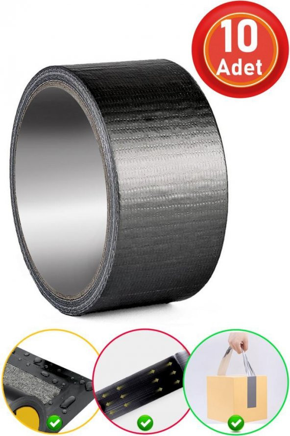 Bondit Güçlü Takviye Tamir Bandı Duct Tape Siyah 48x10 metre 10 ADET ürün görseli