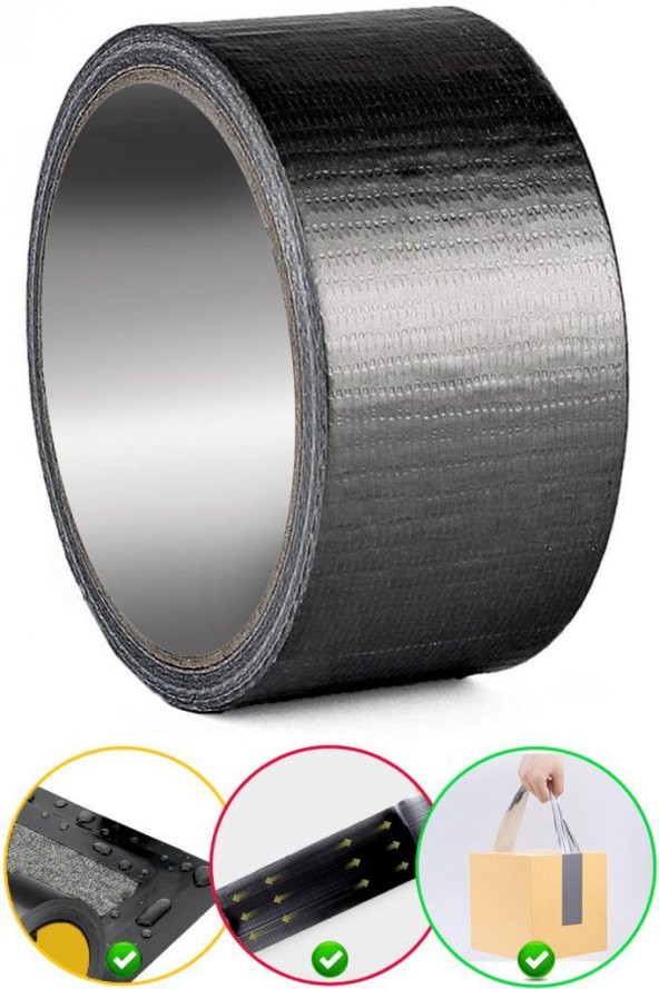 Bondit Güçlü Takviye Tamir Bandı Duct Tape Siyah 48x10 metre 10 ADET - 2