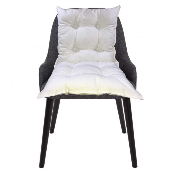 Nadir Home Sırtlıklı krem renk bağlamalı sandalye minderi