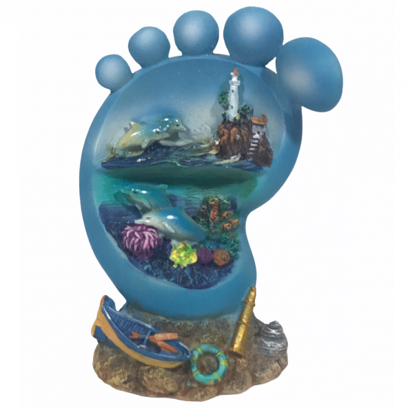 3D KABARTMA POLYESTER HEDİYELİK DOĞA DENİZ TEMALI AYAK ŞEKLİNDE TÜRKİYE YAZ HATIRASI-0015