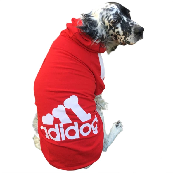 Kırmızı Adidog Kapşonlu Sweatshirt Dual, Orta ve Büyük Irklar İçin