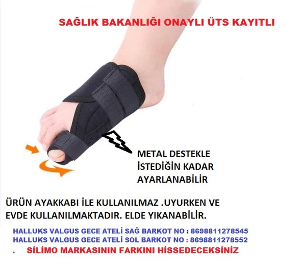 Halluks Valgus Gece Teli Ayak Baş Parmak Yönelmesi Parmak Koruyucu Kılıf Bedensiz 1 Çift - 4