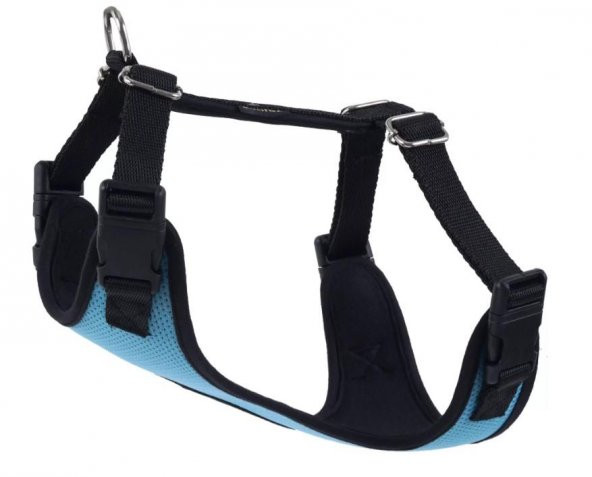 Actirex COOL Dokuma Kumaş Neon Köpek Göğüs Tasması M Mavi 45-55cm 8-14 Kg KÖPEKLERE