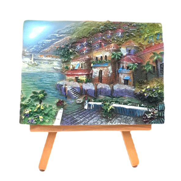 Polyester 3D kabartma deniz manzara temalı masa üstü standlı tablo 9X12CM